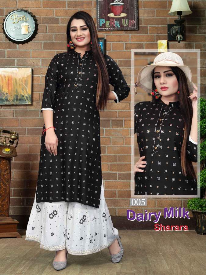Aagya Dairy Milk Sharara 5 Kurti With Plazo Collection
